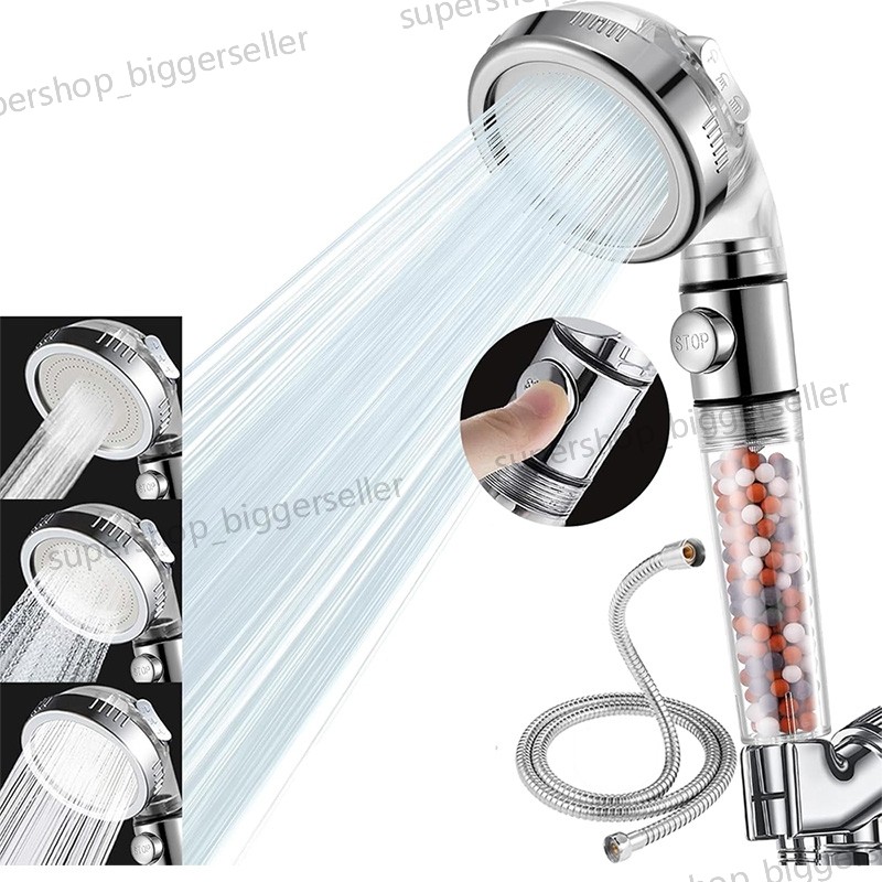 Shower Head 3 Mode High Turbo Pressure 40% Water Saving Bathroom Ionic 3 Filter
