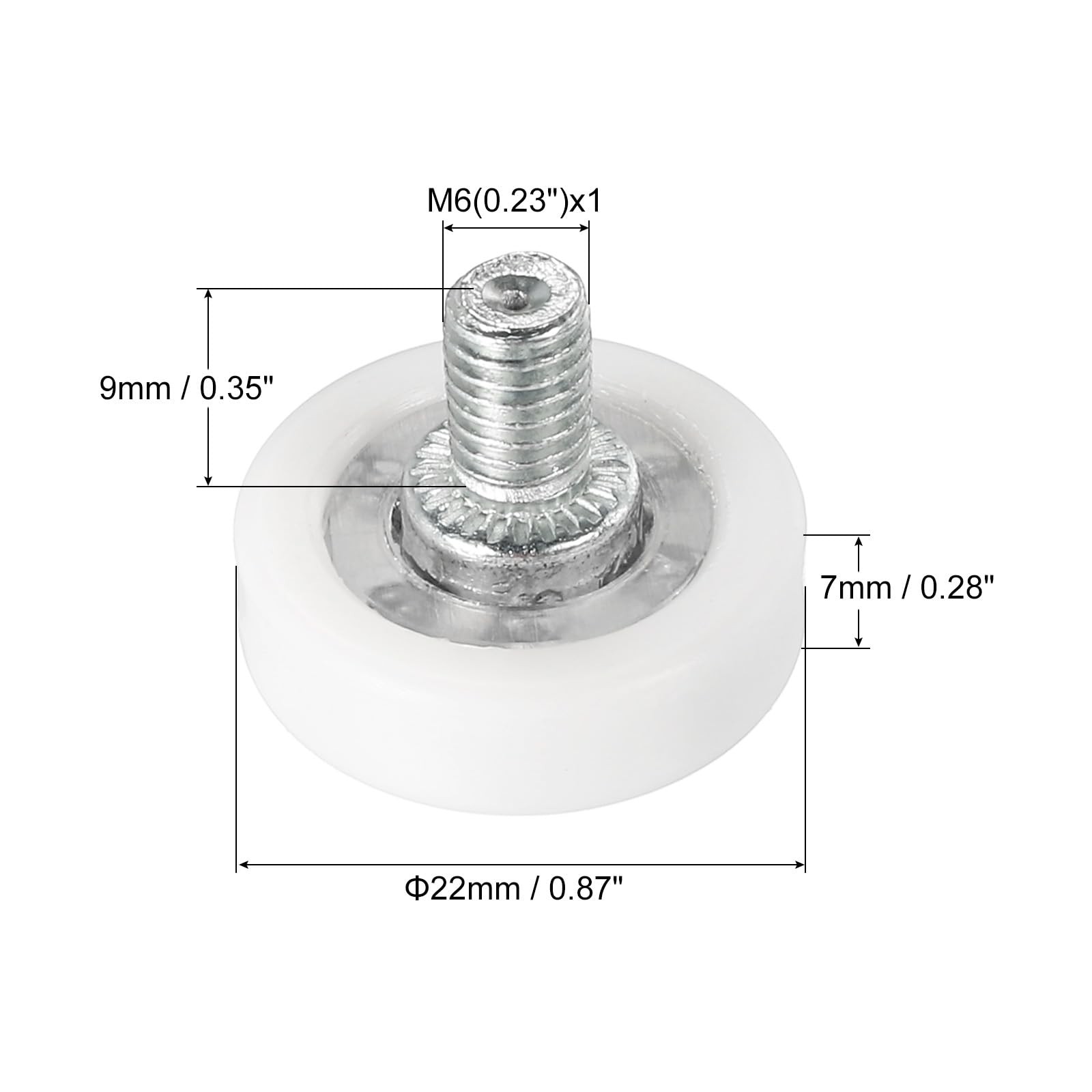 10pcs Drawer Rollers 22mm Pulley Wheels Replacement with Nuts