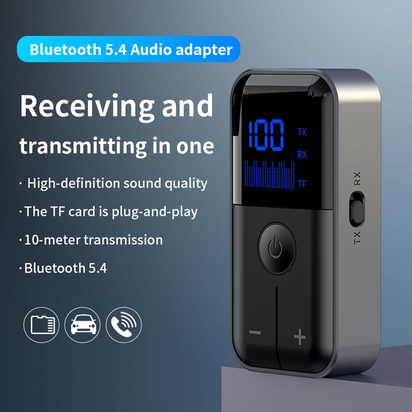 Bluetooth 5.4 Audio Adapter Wireless Receiver Transmitter with Portable Design