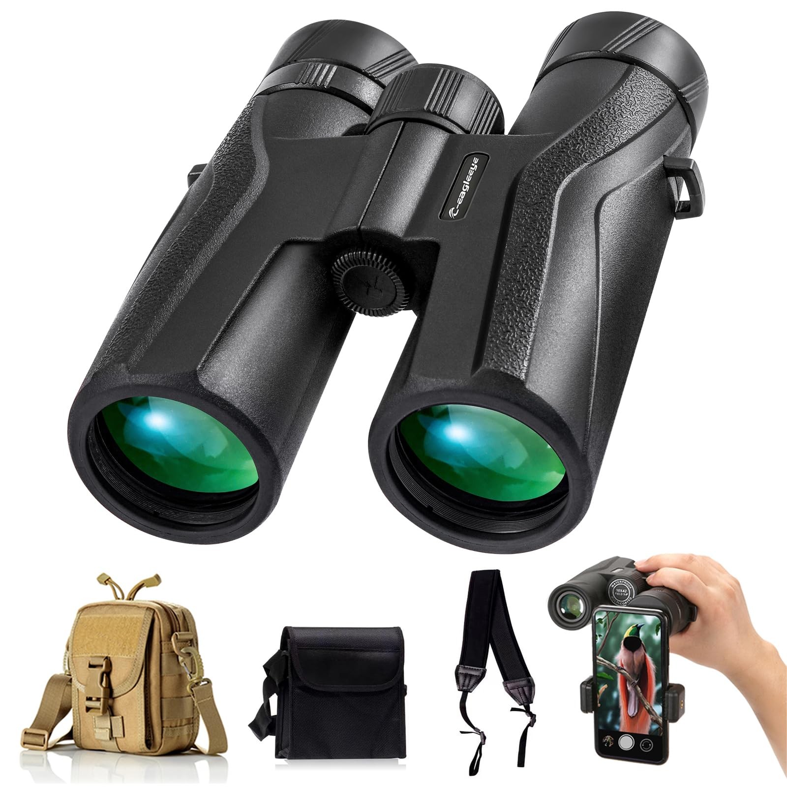 Ceagleeye10x42 Binoculars for Adults,Ipx7 Professional 10x42, Black
