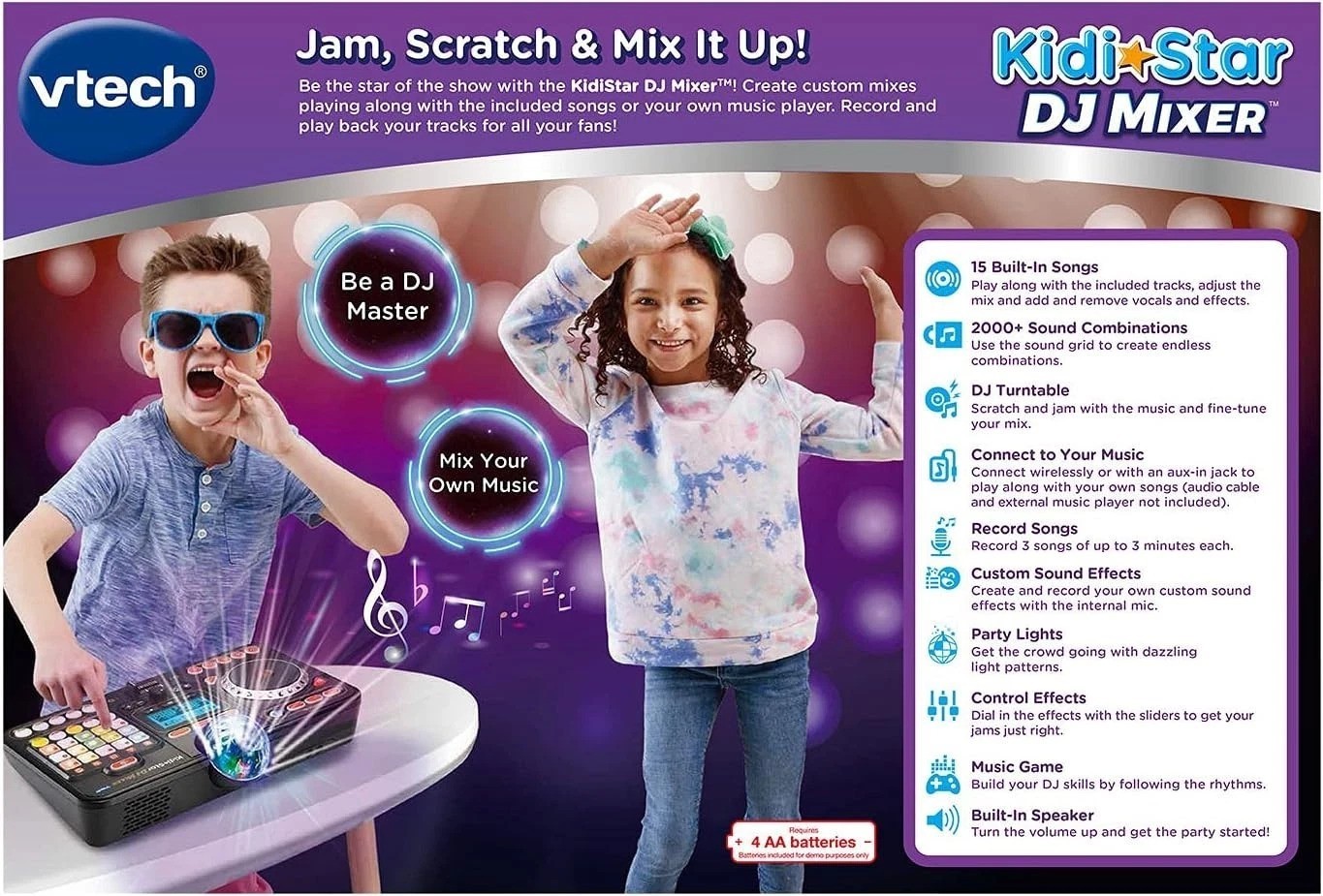Interactive DJ Turntable for Kids - Bluetooth Mixer with Built-in Speaker