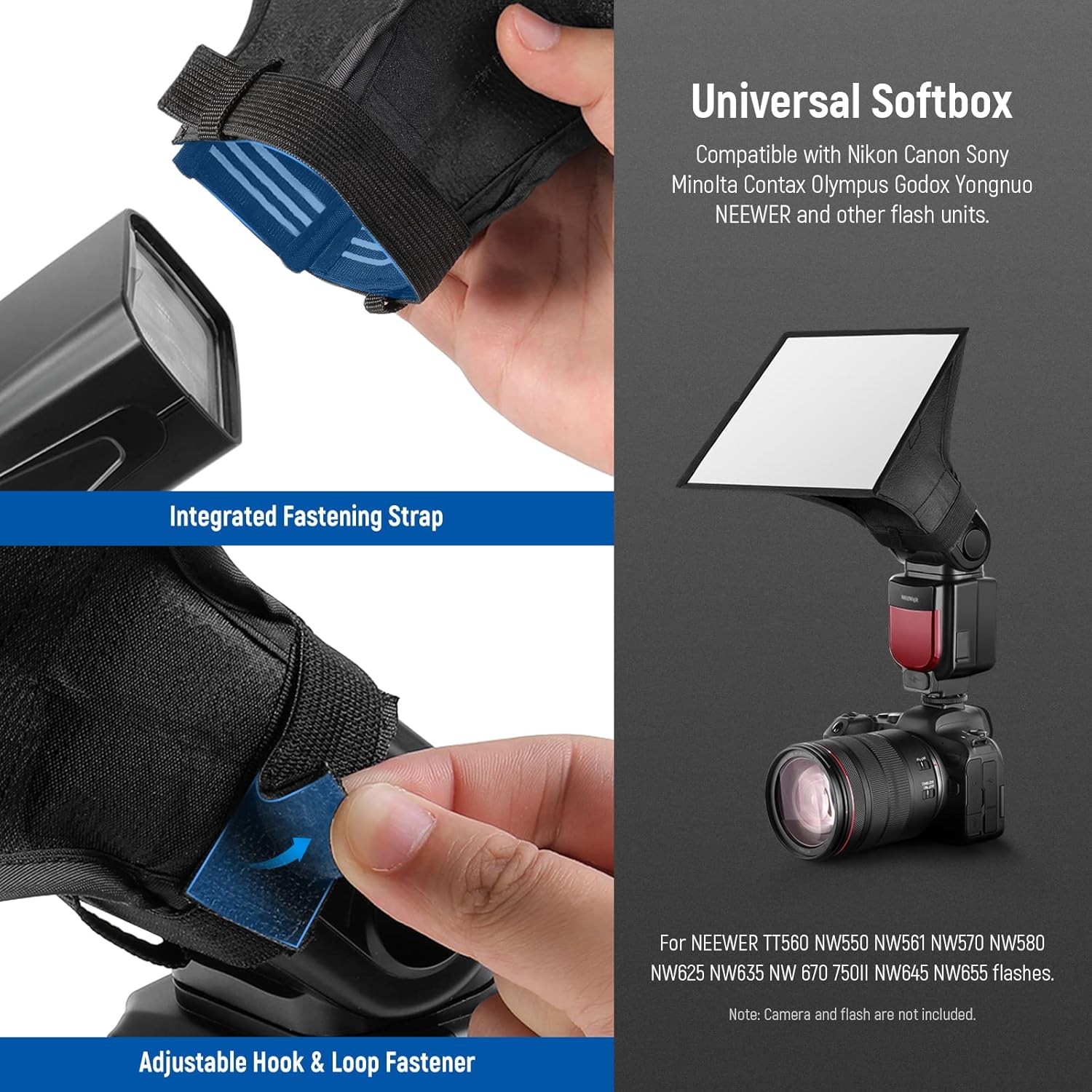 NEEWER Flash Diffuser Light Softbox 6" x 5", Universal, Collapsible with Storage