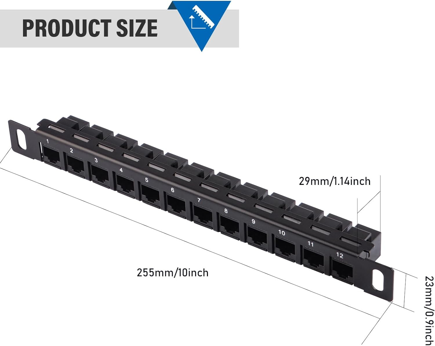 12 Port Patch Panel, 10Inch 0.5U CAT6 Network Patch Panel for Deskpi Rackmate T1