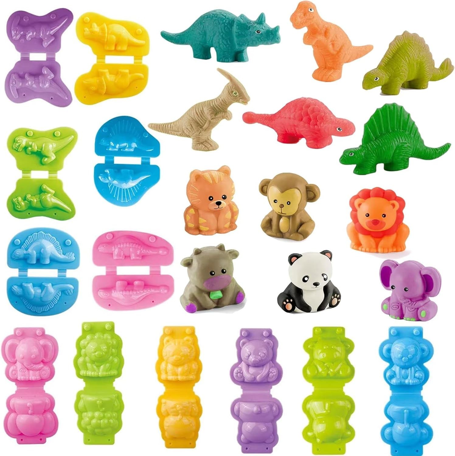 Unleash Creativity with 12 Unique Dino and Animal Molds Dough Dinosaur+Animal
