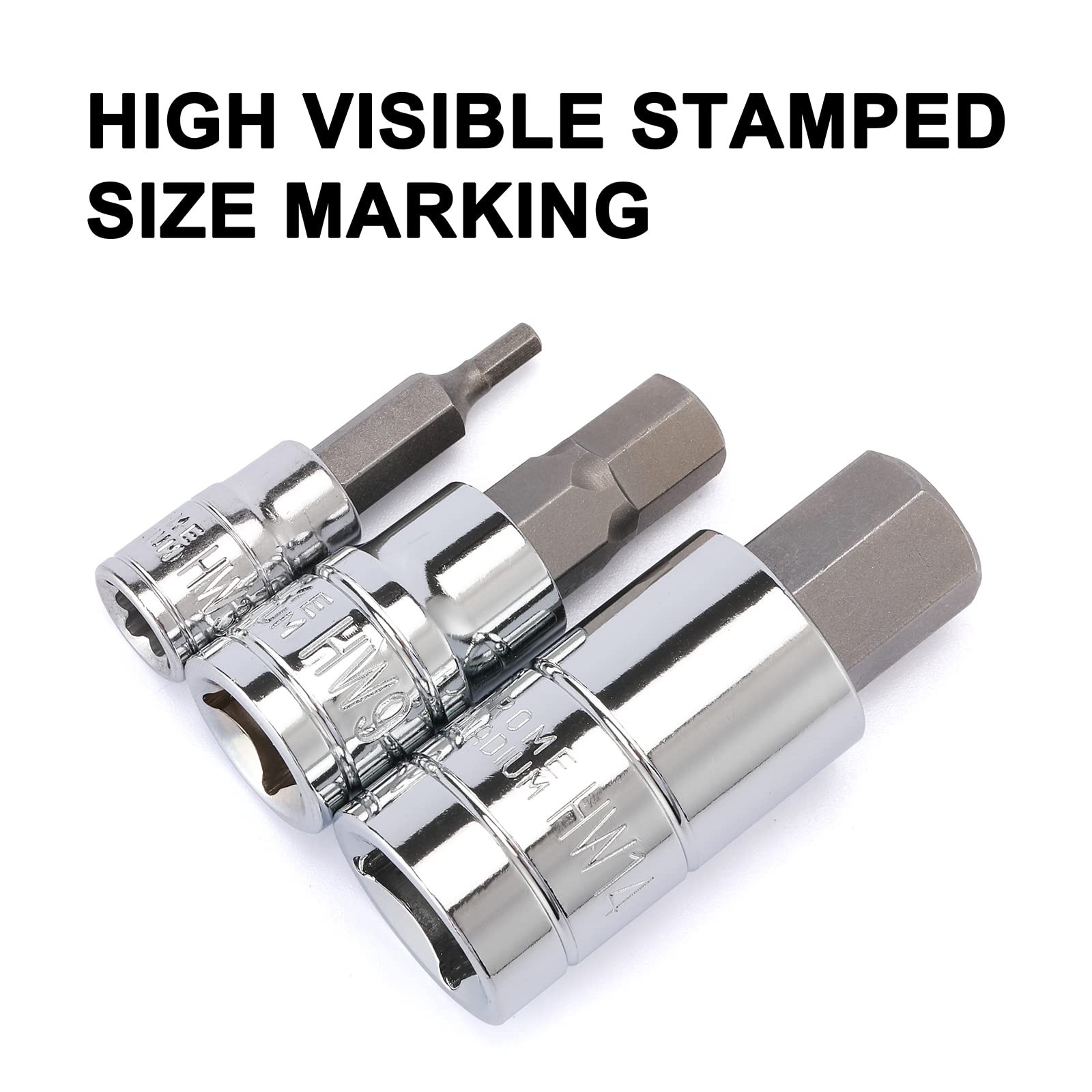 13PCS Metric Hex Bit Socket Set, CR-V Allen Bit Socket Kit, S2 Steel, 2mm - 1...