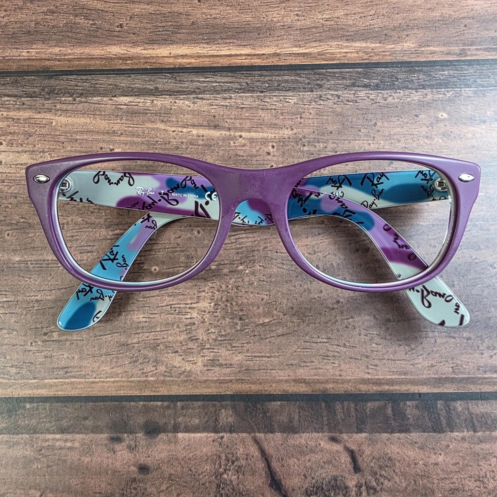 Ray-Ban RB 5184 5408 Purple New Wayfarer Eyeglasses 52-18-145 Graffiti Print