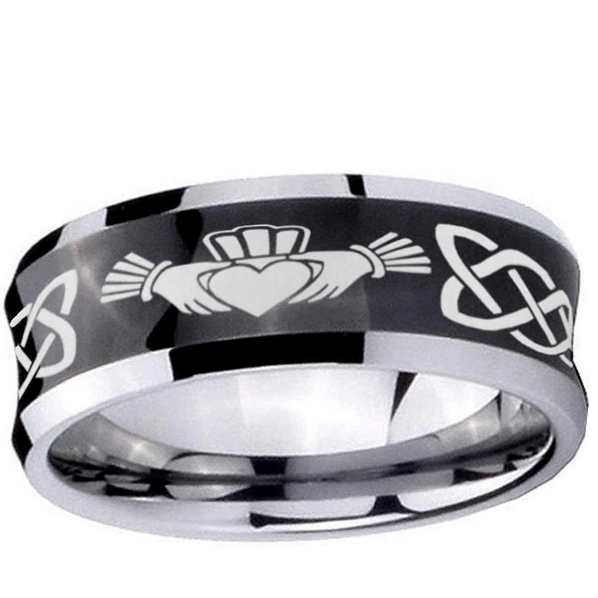 Irish Claddagh Tungsten Men's Wedding Band