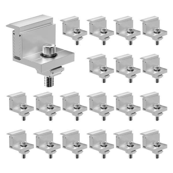 VEVOR Adjustable 35-50mm Solar Panel End Clamps Roof Mount Kit Silver Outdoor