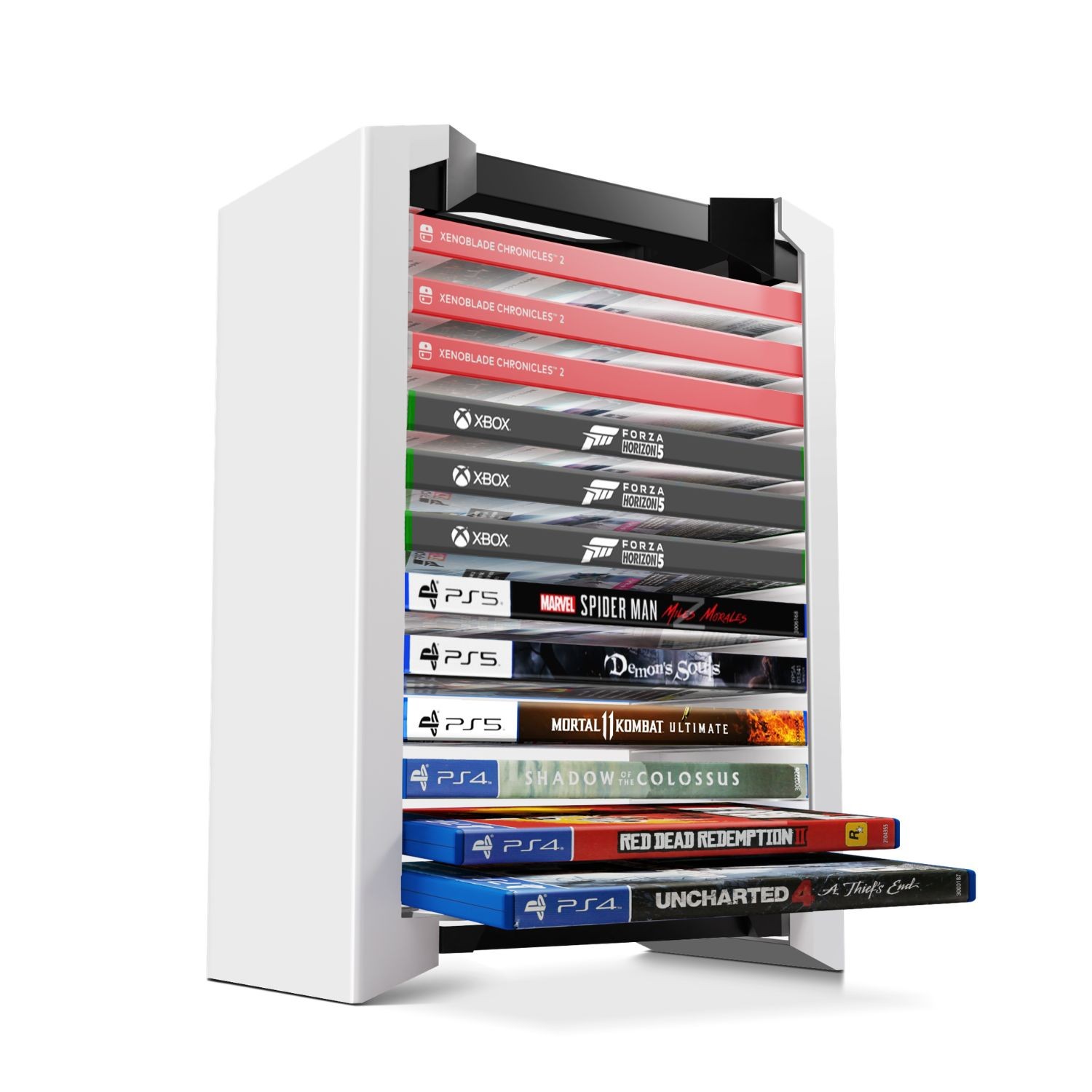 White Video Game Storage Tower for PS5, PS4, PS3, Nintendo Switch, Xbox,12 Disk