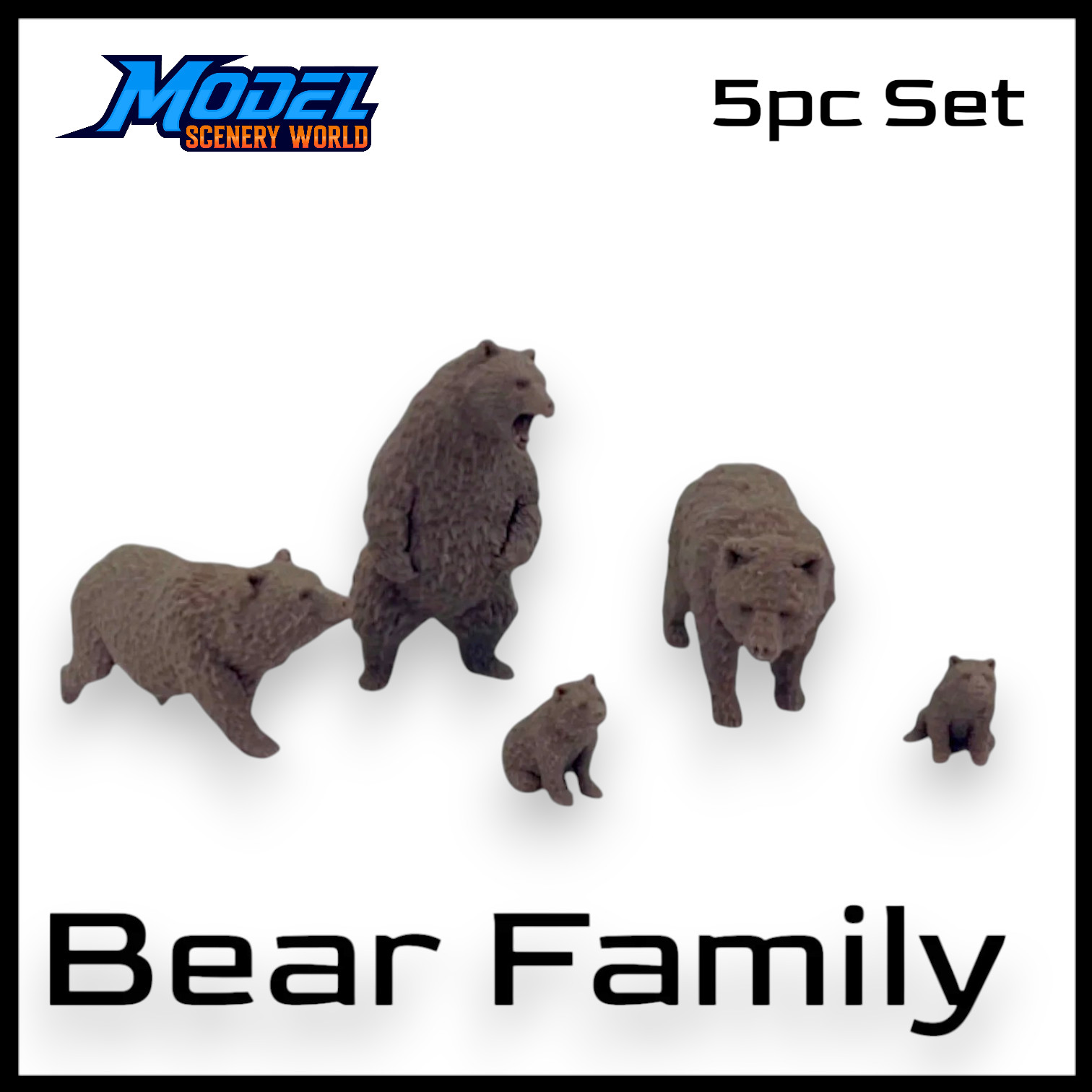 Bears with Cubs (5pk) - O Scale 1:48 - Brown | Model Scenery World