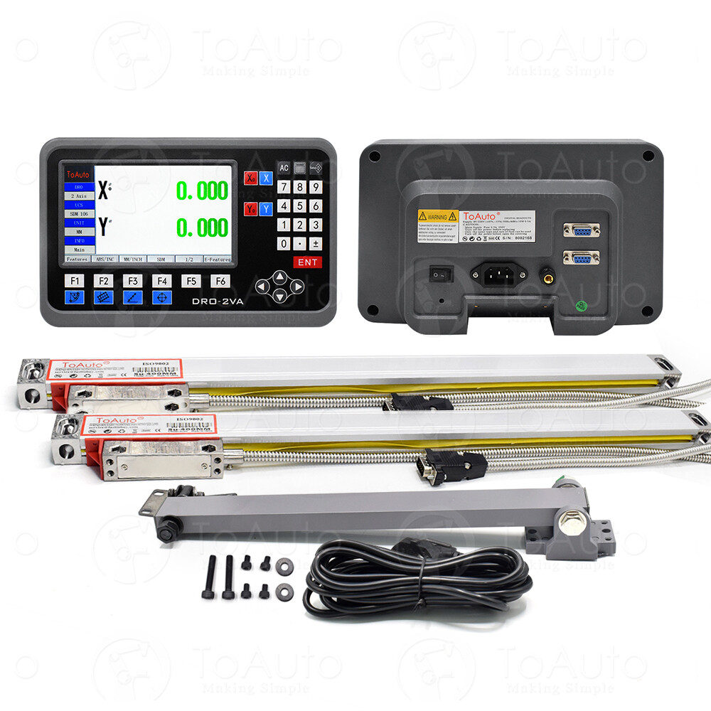 2Axis LCD DRO with 2pc Linear Scale 8" 38"(200+950mm)Digital Readout for Milling