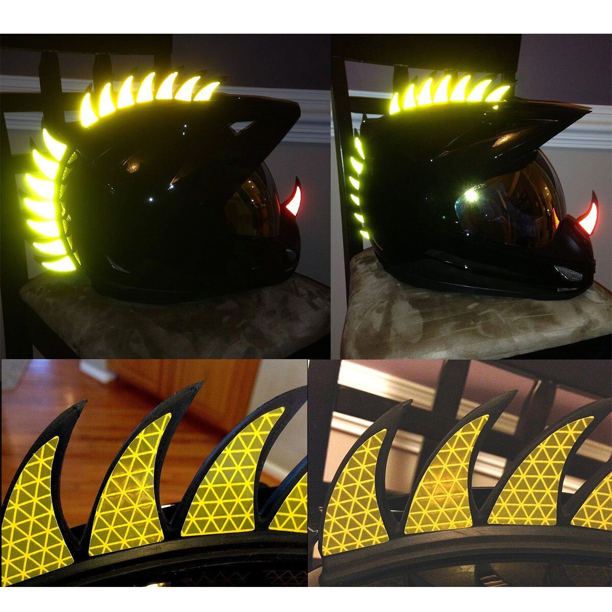 Rubber Helmet For Mohawk Warhawk Spikes Saw Decals Strip + Reflective Sticker