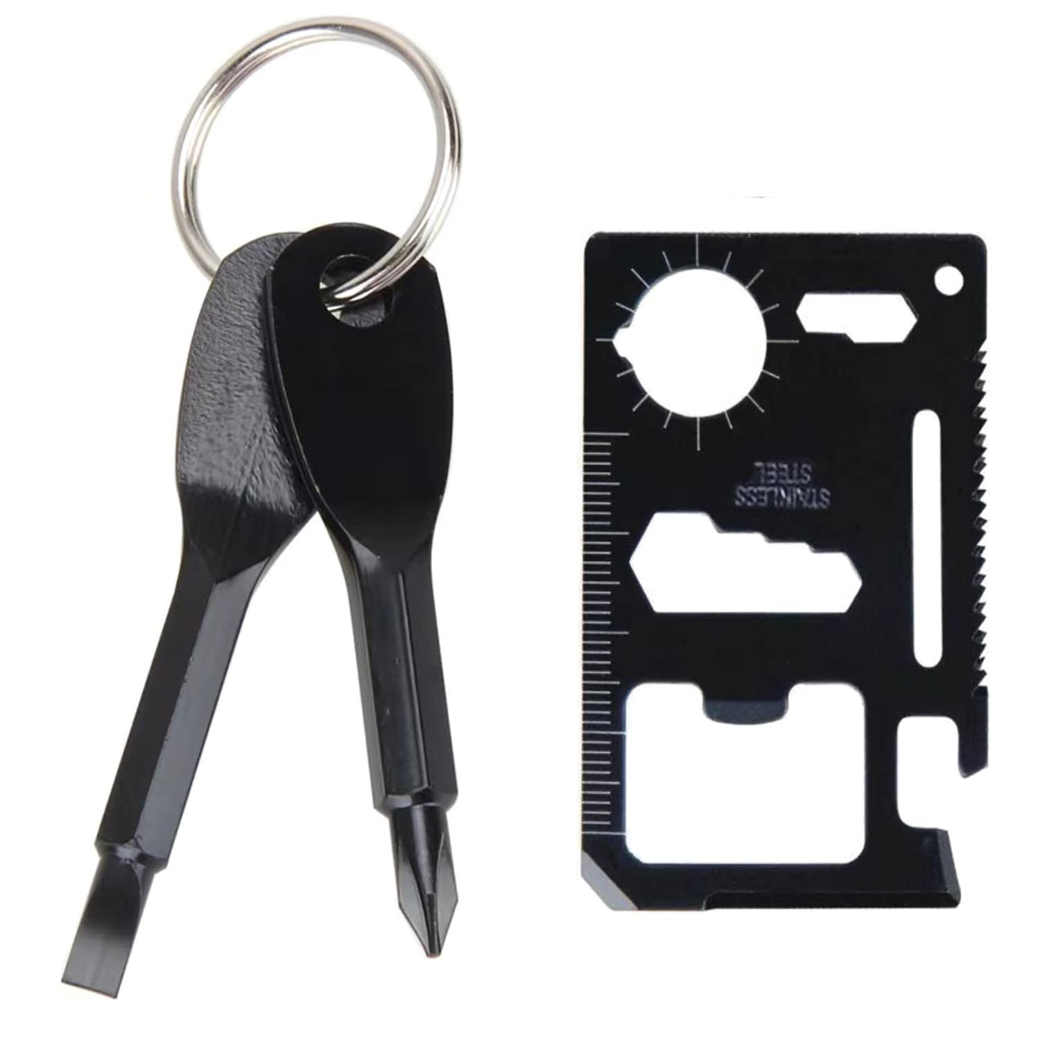 2Pcs Multitool Screwdriver Set, Portable Mini Screwdriver- Outdoor Black