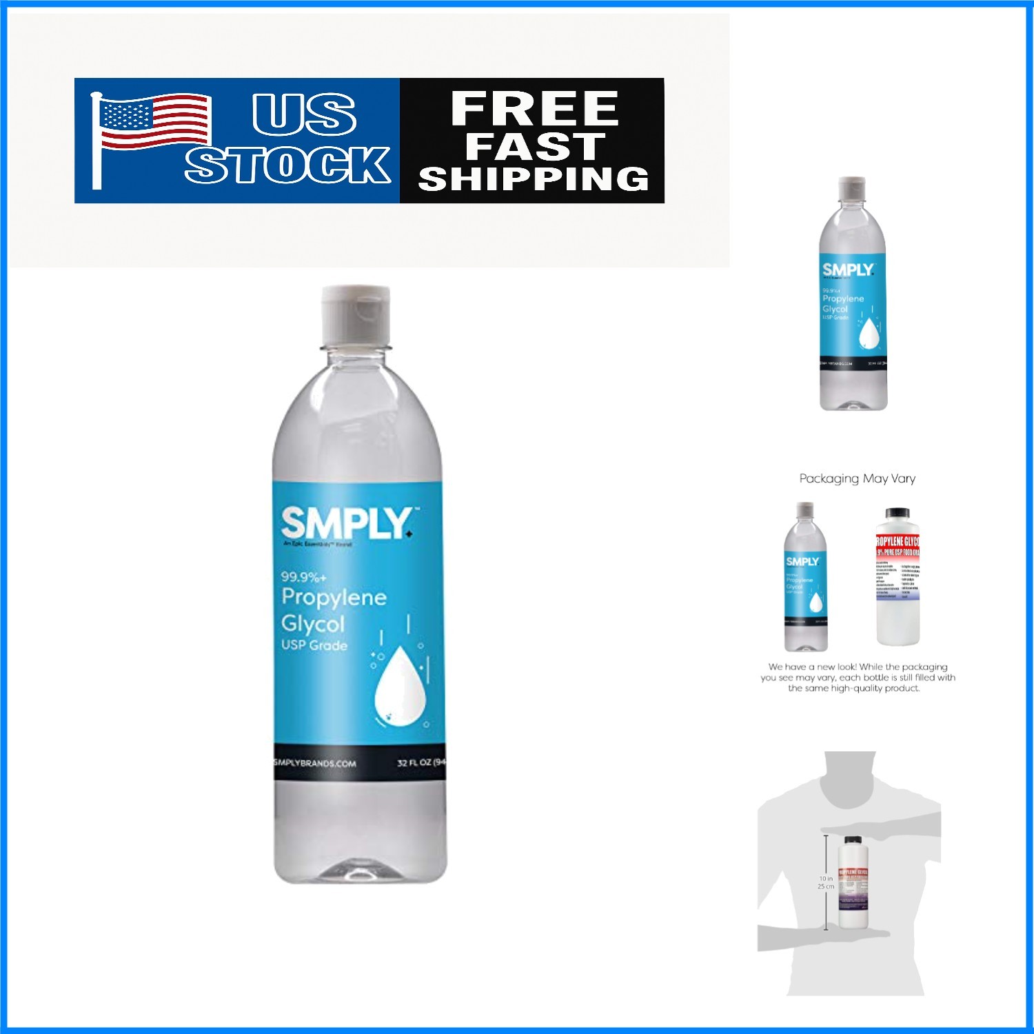 SMPLY 99.9% Pure Propylene Glycol - 32 oz Resealable, Reliable & Effective