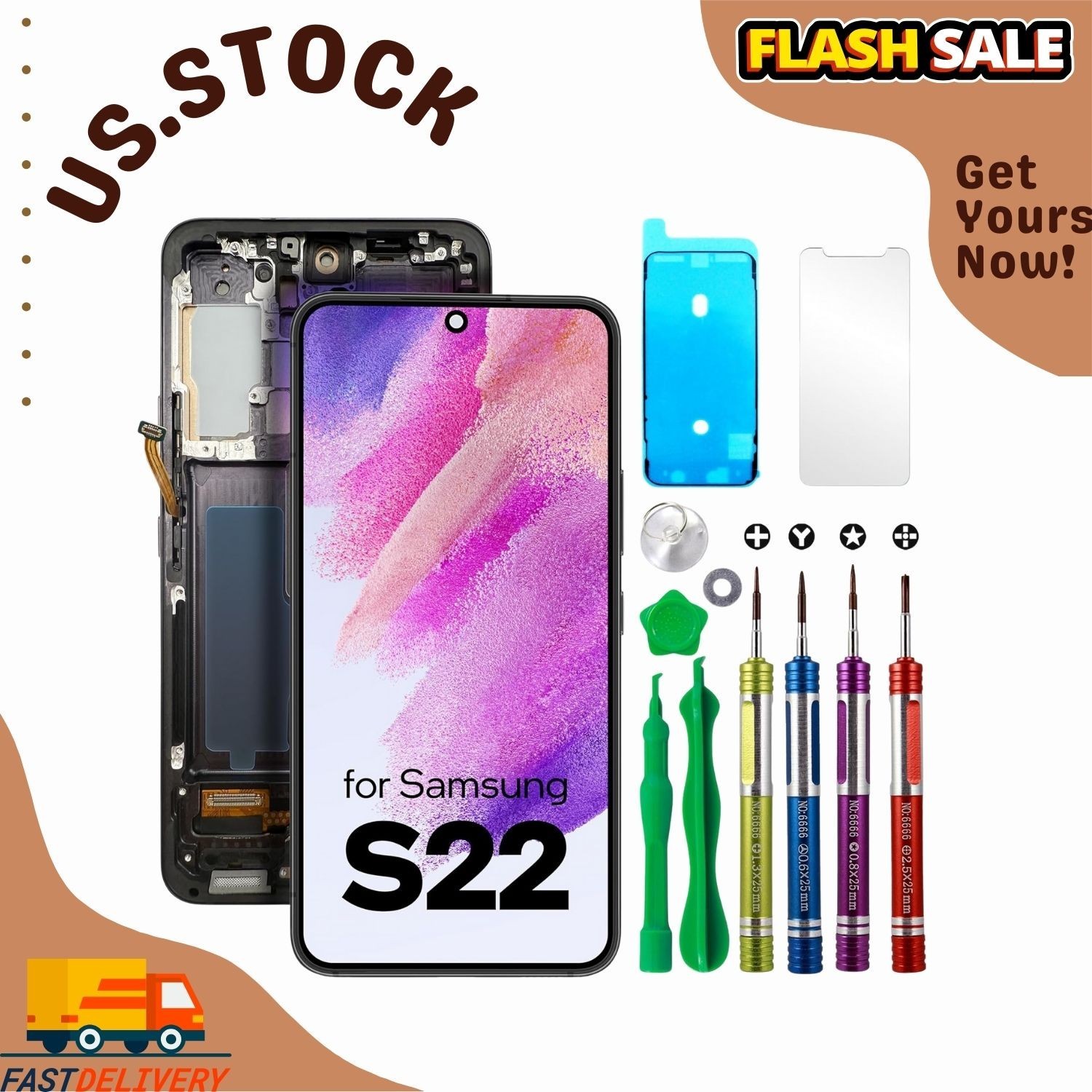 Samsung Galaxy S22 LCD Touch Screen Replacement with Repair Kit