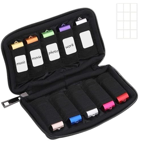 Flash Drive Case USB Storage Case, USB Holder Storage Bag with Label, Small