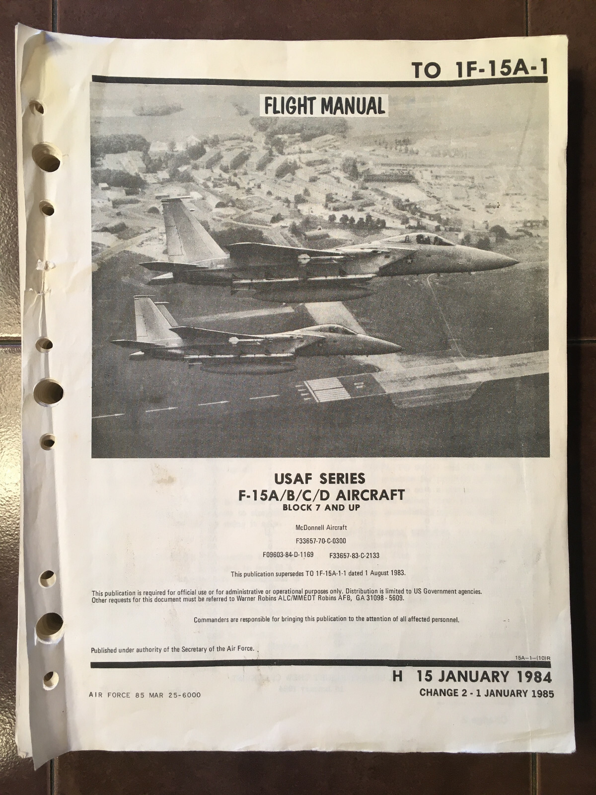 1984 1985 McDonnell Douglas Eagle F-15A, F-15B, F-15C & F-15D Flight Manual