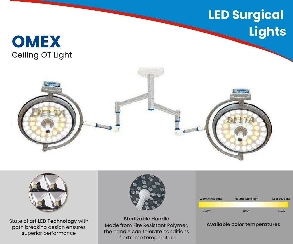 Advanced Surgical LED OT Light Operation Theater Double Dome Ceiling Lamp**