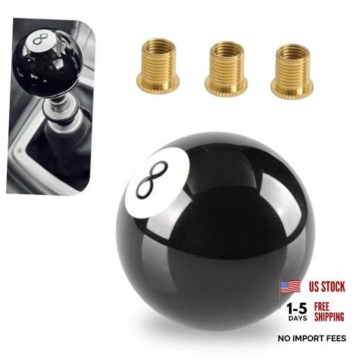 1 PC Shift Knob Manual Gear, 8 Ball Billiard Shift Knob with 3 Adapters,