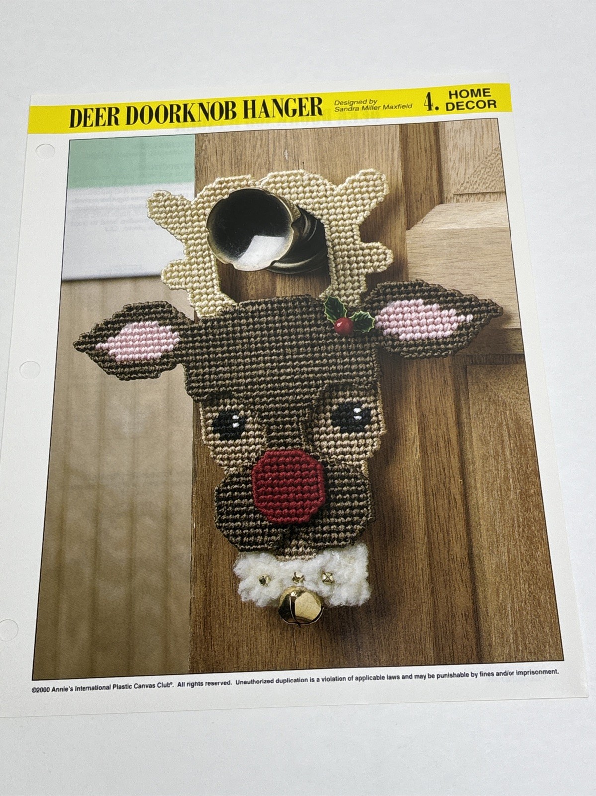Deer Doorknob Hanger Annie's Attic Plastic Canvas Pattern Page