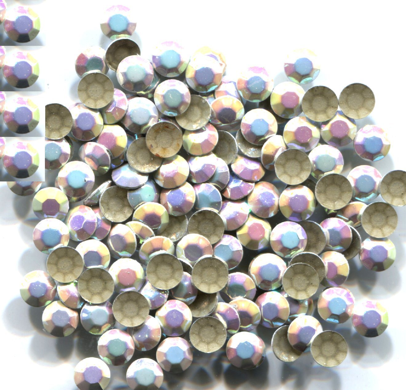 720 RHINESTUDS Faceted Metal 4mm AB SILVER hot fix 5 gross