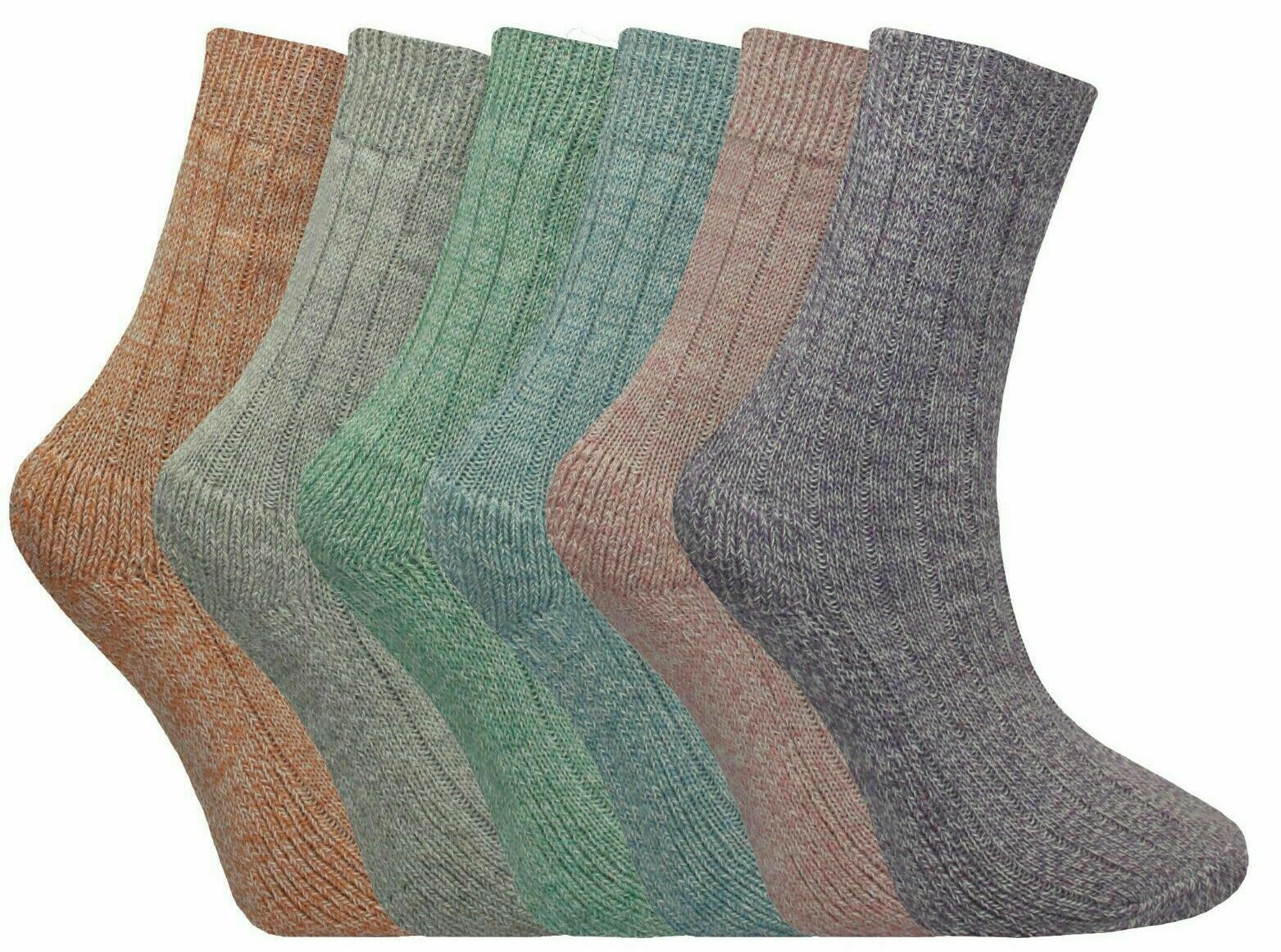 3 Pair Pack Ladies Thick Wool Blend Short Thermal Boot Socks Hiking Ski Size 4-7