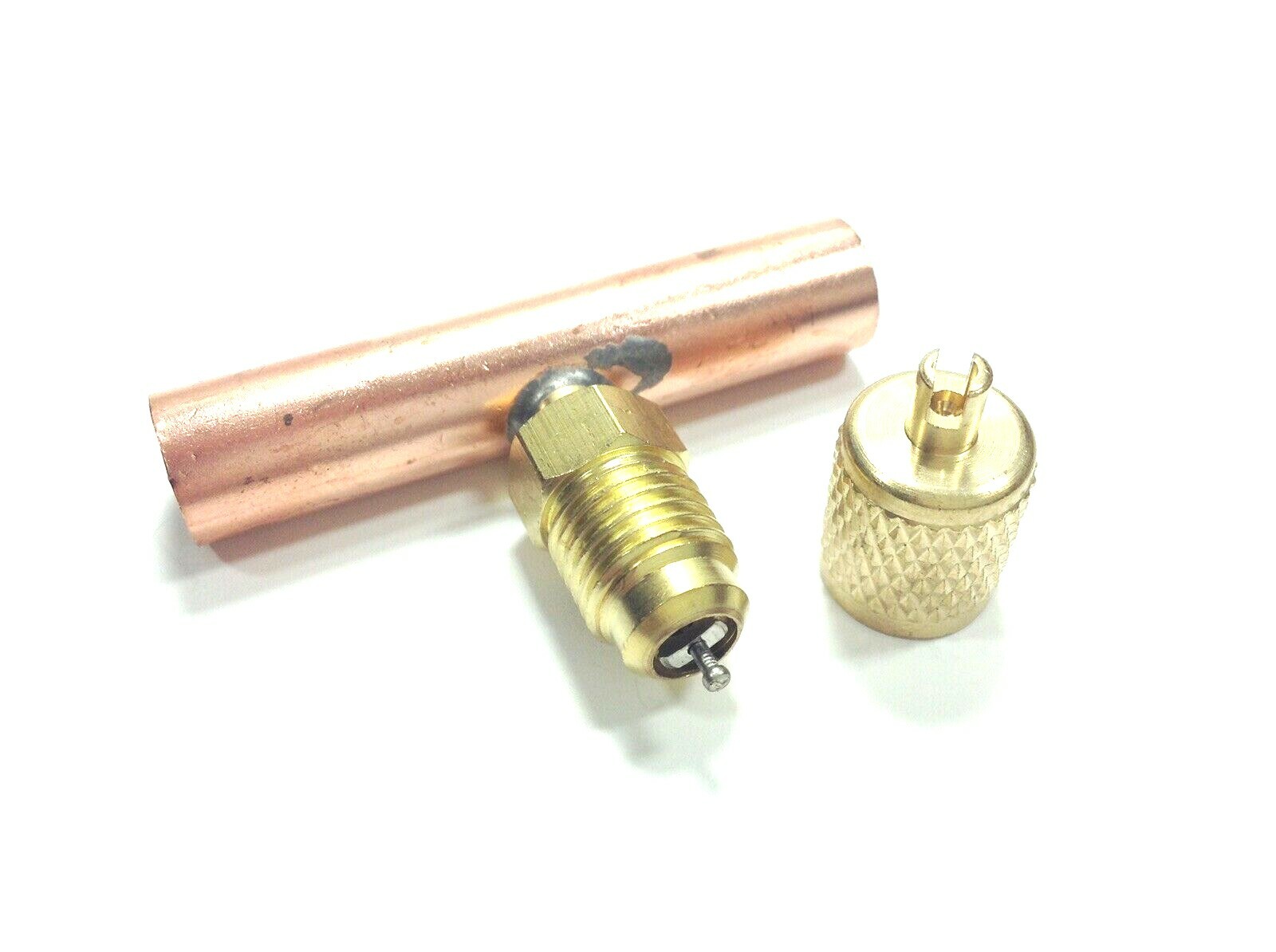Copper Access Tee 3/8" ODS X 1/4" Flare Scrader Valve & Wrench Cap HVAC CBT38