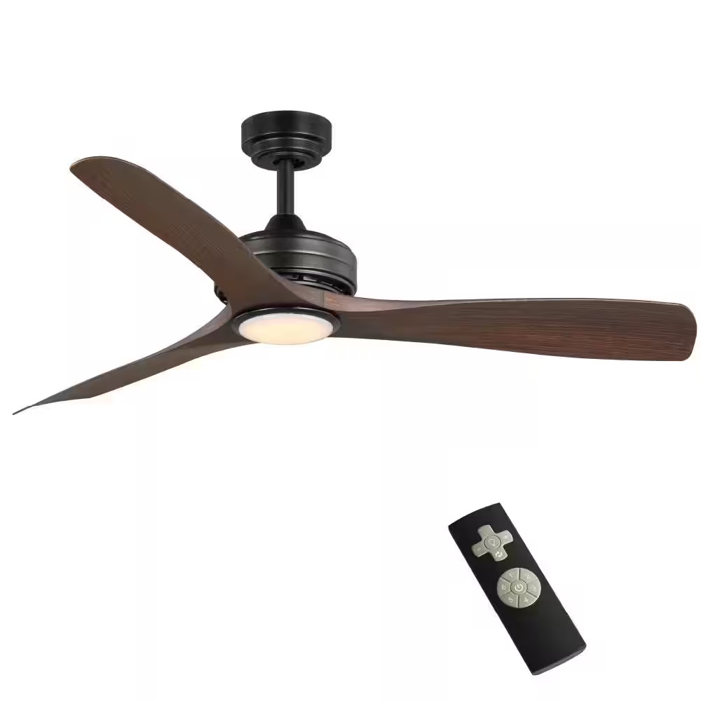 Bayshire 60 In. LED Indoor/Outdoor Matte Black Ceiling Fan with Remote Control a