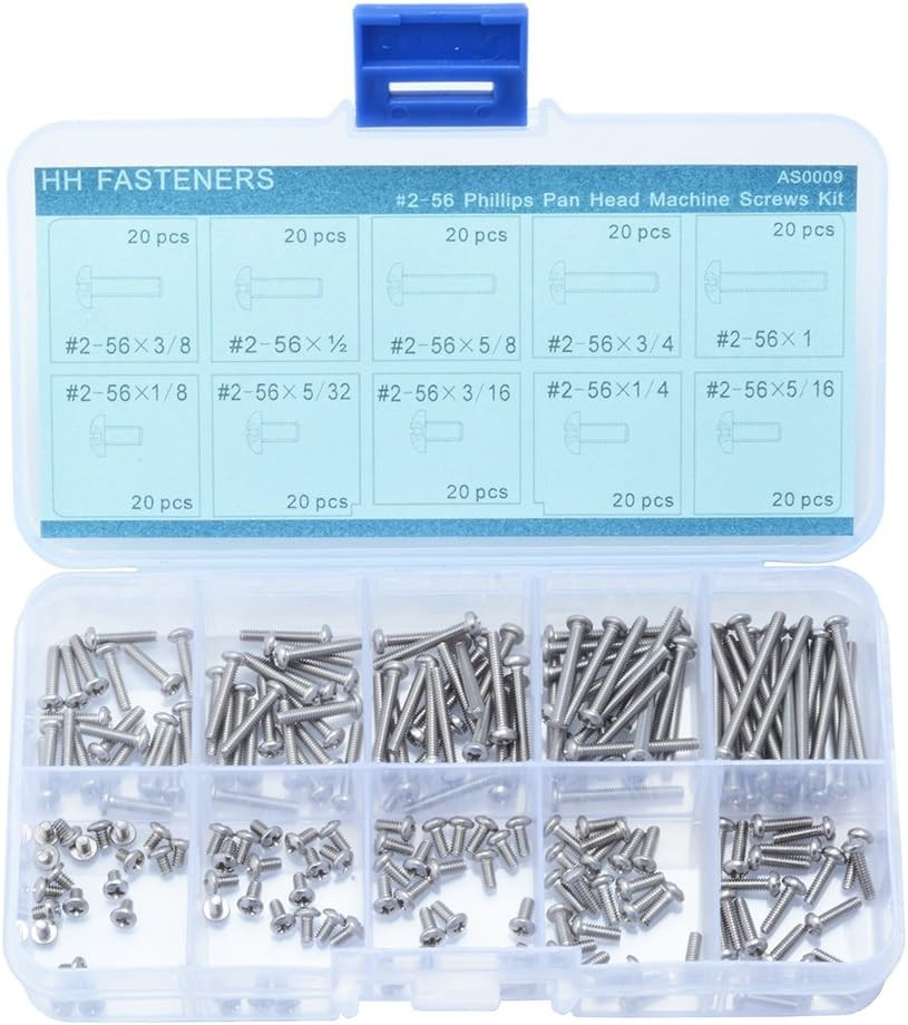 #2-56 UNC Phillips Pan Head Machine Screws Assortment Kit,Stainless Steel,Full T