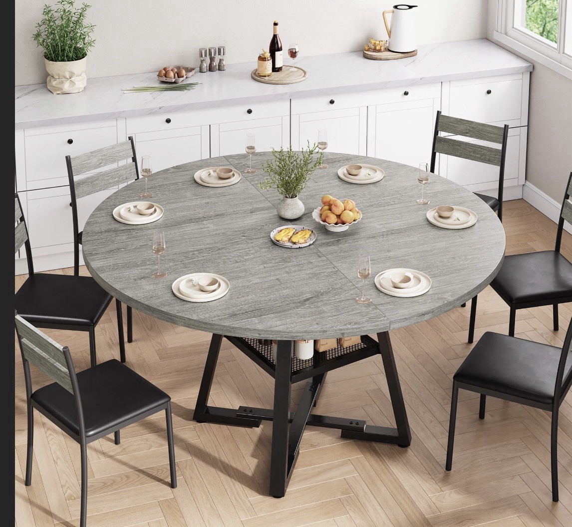 51" Round Dining Table, Kitchen Dining Room Circle Dinner Pedestal Table