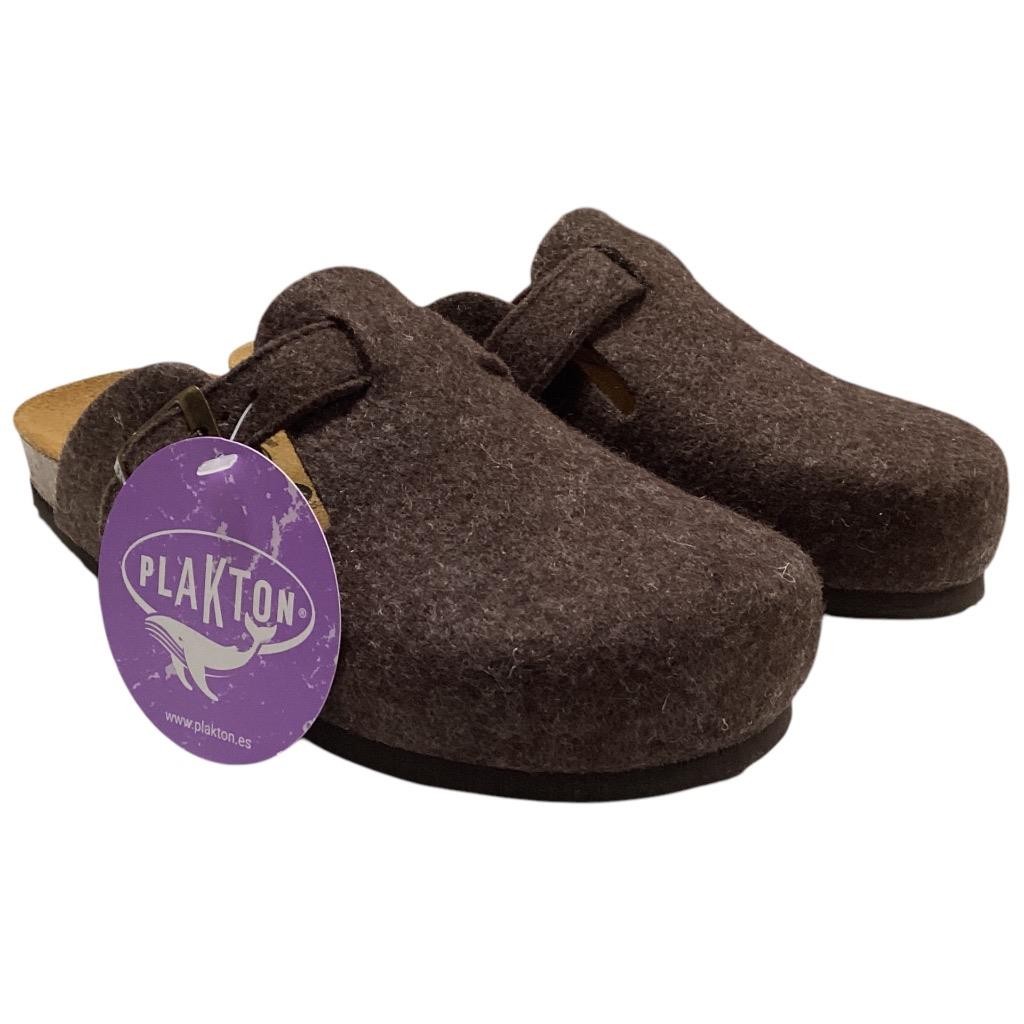 Plakton Clogs Women 6.5 37 Brown Blogg Felted Wool Cork Slip On Soft Footbed NEW