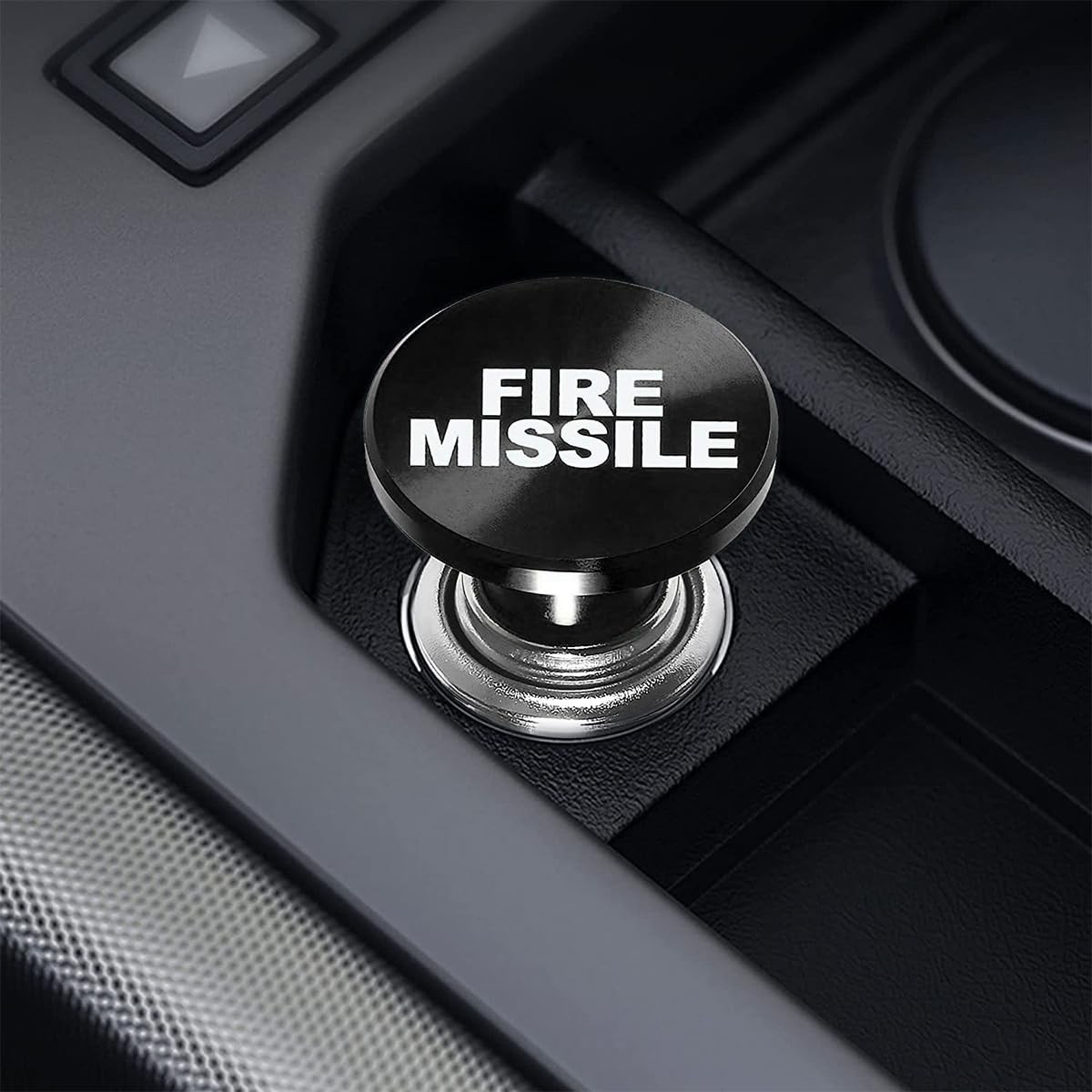 AUCELI Fire Missle Button Car Cigarette Lighter Plug, Aluminum Black/FIRE