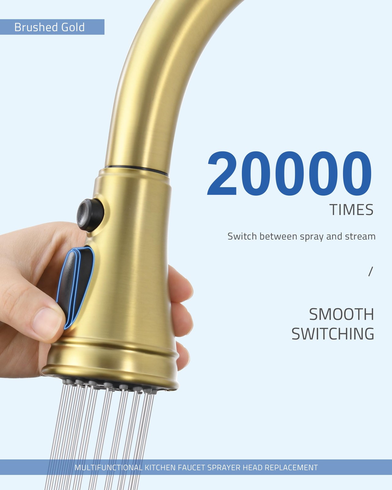 Kitchen Faucet Spray Head Replacement - Pull Down Sprayer Brushed Gold