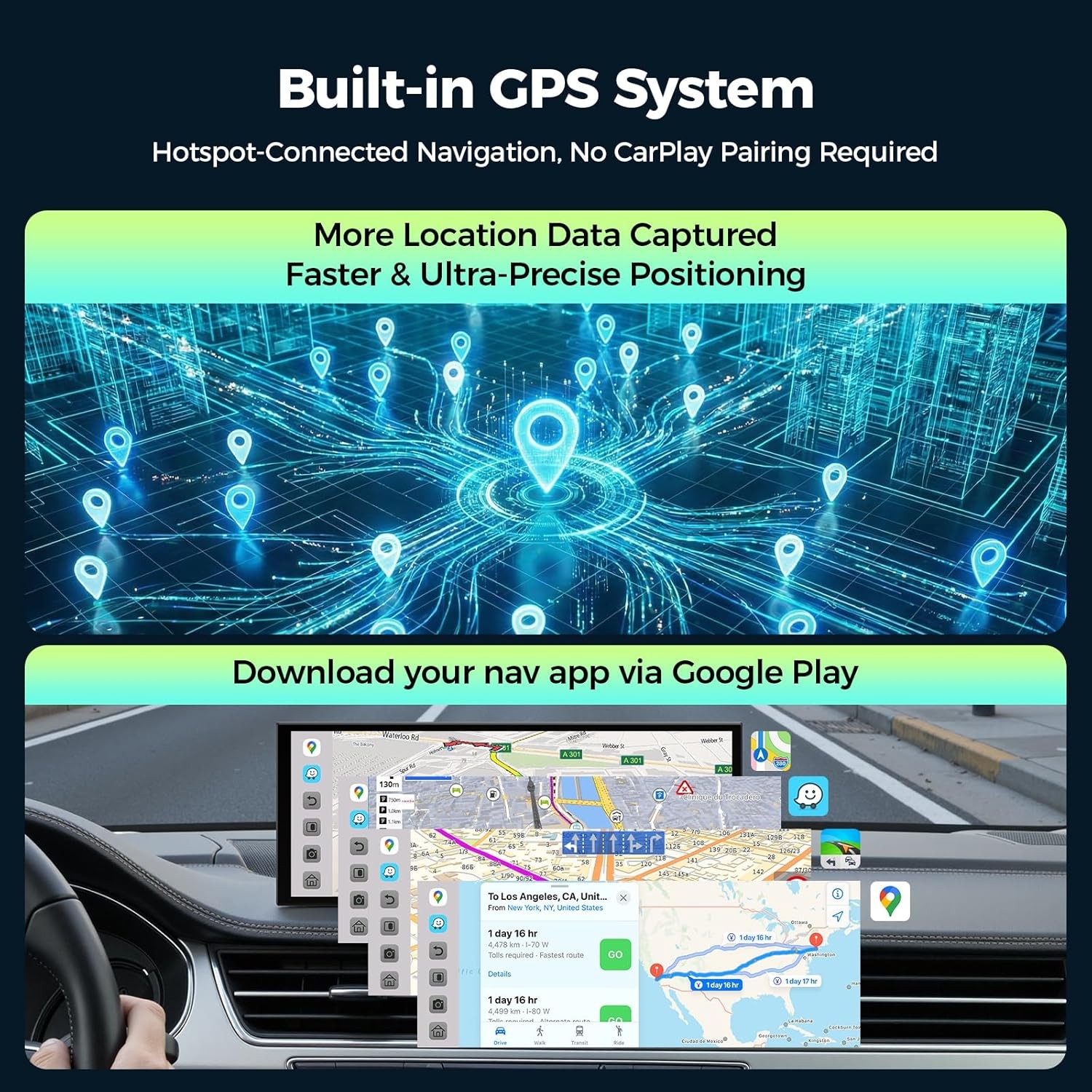 Lamtto RC32 11" Wireless AI CarPlay Screen Android Auto GPS DVR Backup Camera