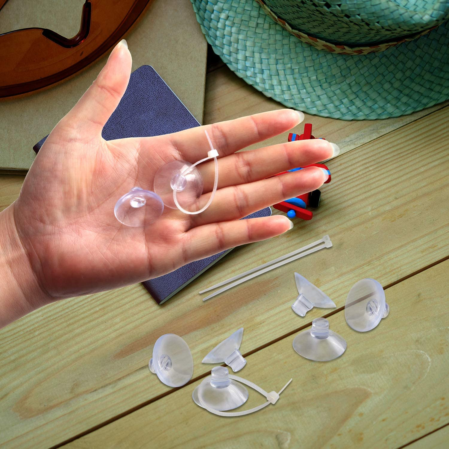 Aquarium Suction Cups with Ties, Fish Tank Plant Holders | 20 Pack Clear Suct...