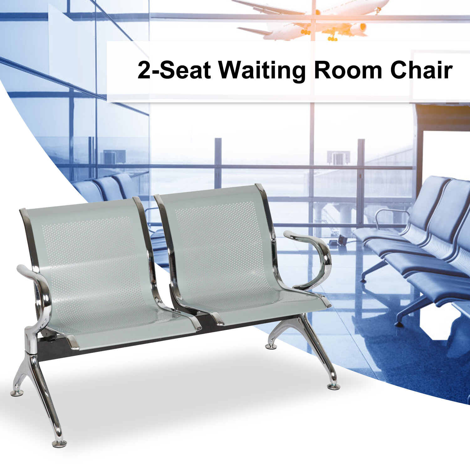 2 Seat Sliver Stainless Steel irport Hospital Bank Office Hallway Waiting Chair