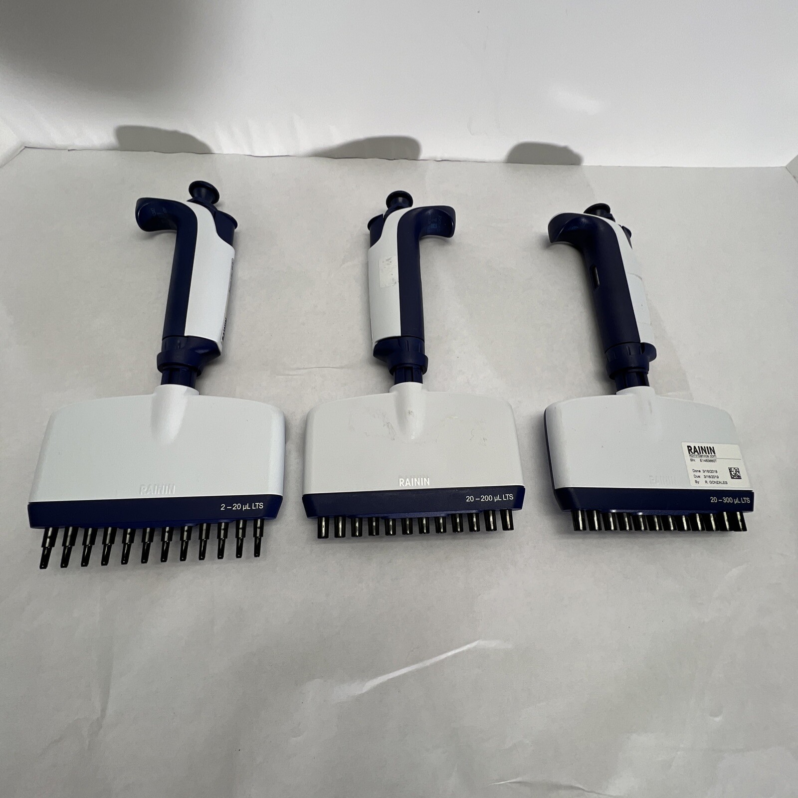 Lot Of 3 Rainin Pipet-Lite XLS LTS 12 Channel Pipette RFID, L300,L200,L20