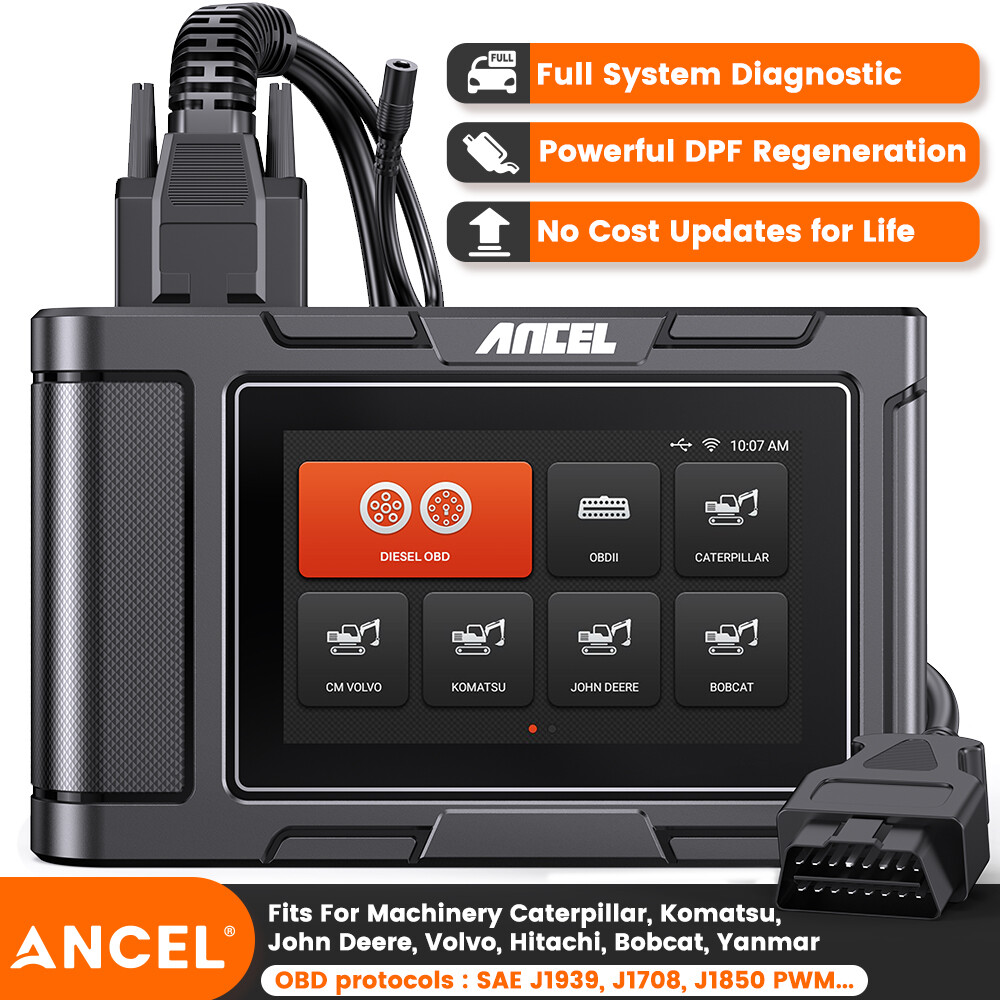 ANCEL Heavy Duty Truck Scanner DPF Regen for BOBCAT Komatsu Volvo JOHN DEERE CAT
