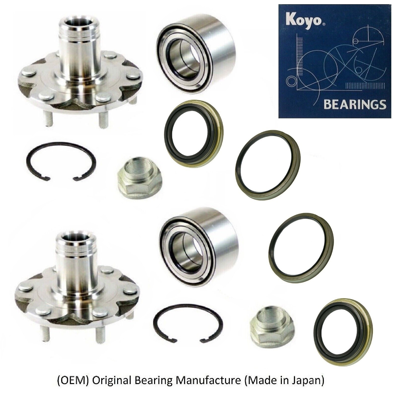 Front Wheel Hub & KOYO Bearing & Seal Kit For TOYOTA SEQUOIA 2001-2007 4WD PAIR