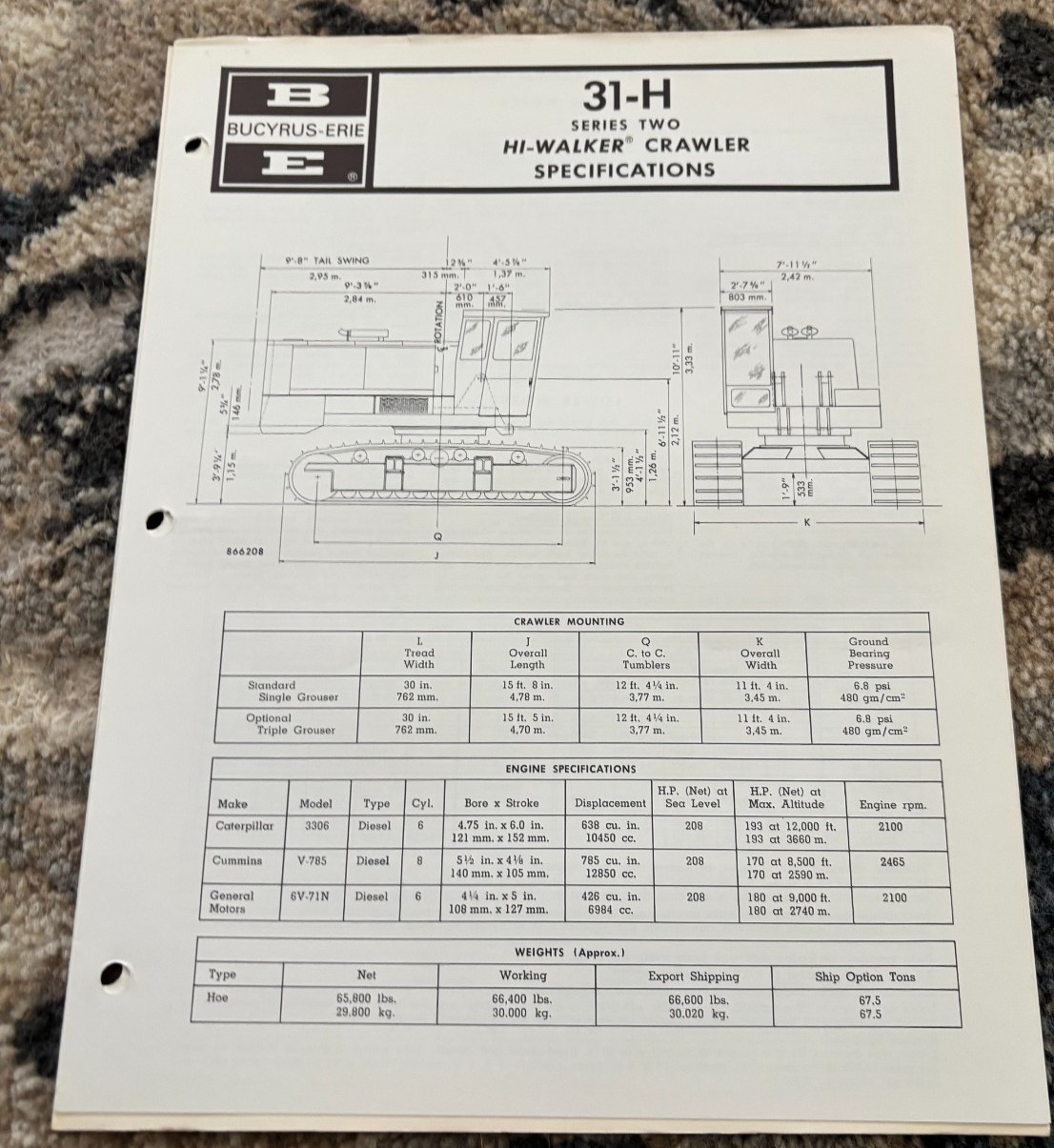 Bucyrus Erie 31-H Hi-Walker Crawler Specifications Brochure AMIL25