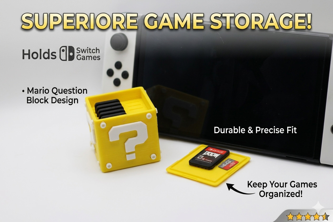 Nintendo Switch SD Card Game Case - Mario Question Block - Holds 6 Games
