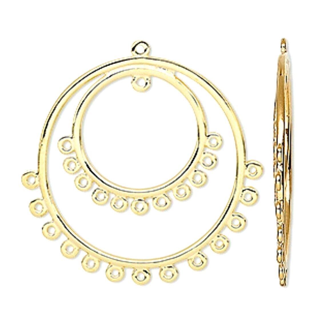 Beadable Gold 30mm Double Hoop with Loops Earring Drops Earrings Bead Findings