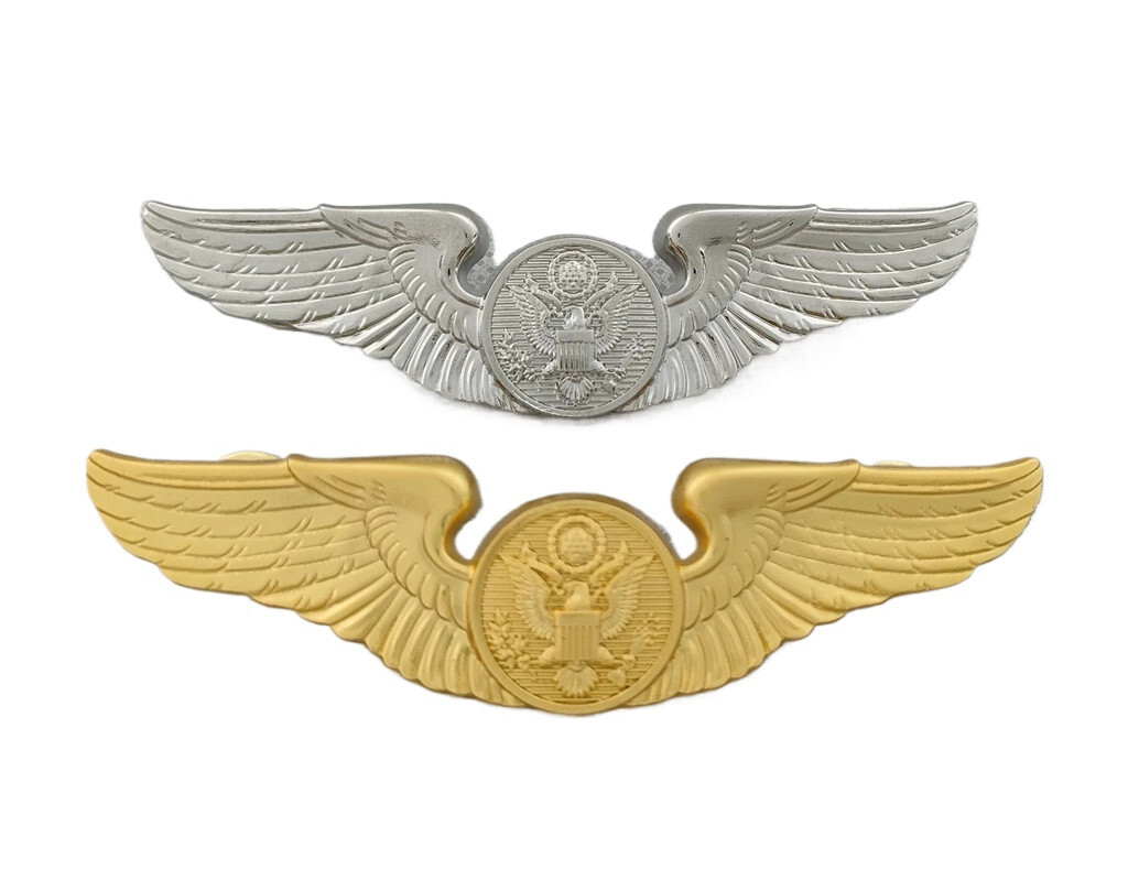 US ARMY AIR FORCE ENLISTED AIRCREW MEMBER METAL WINGS (Basic) BADGE DRESS PIN 2