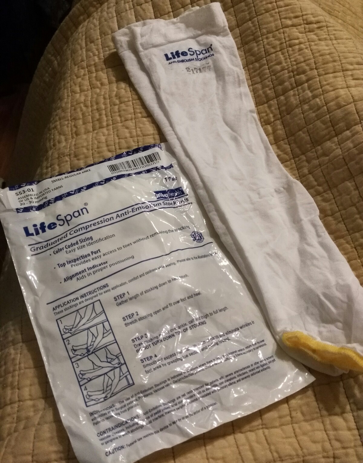 Life span anti-embolism stockings 1 pr 20-30 mmHg 553-01 slm reg knee socks