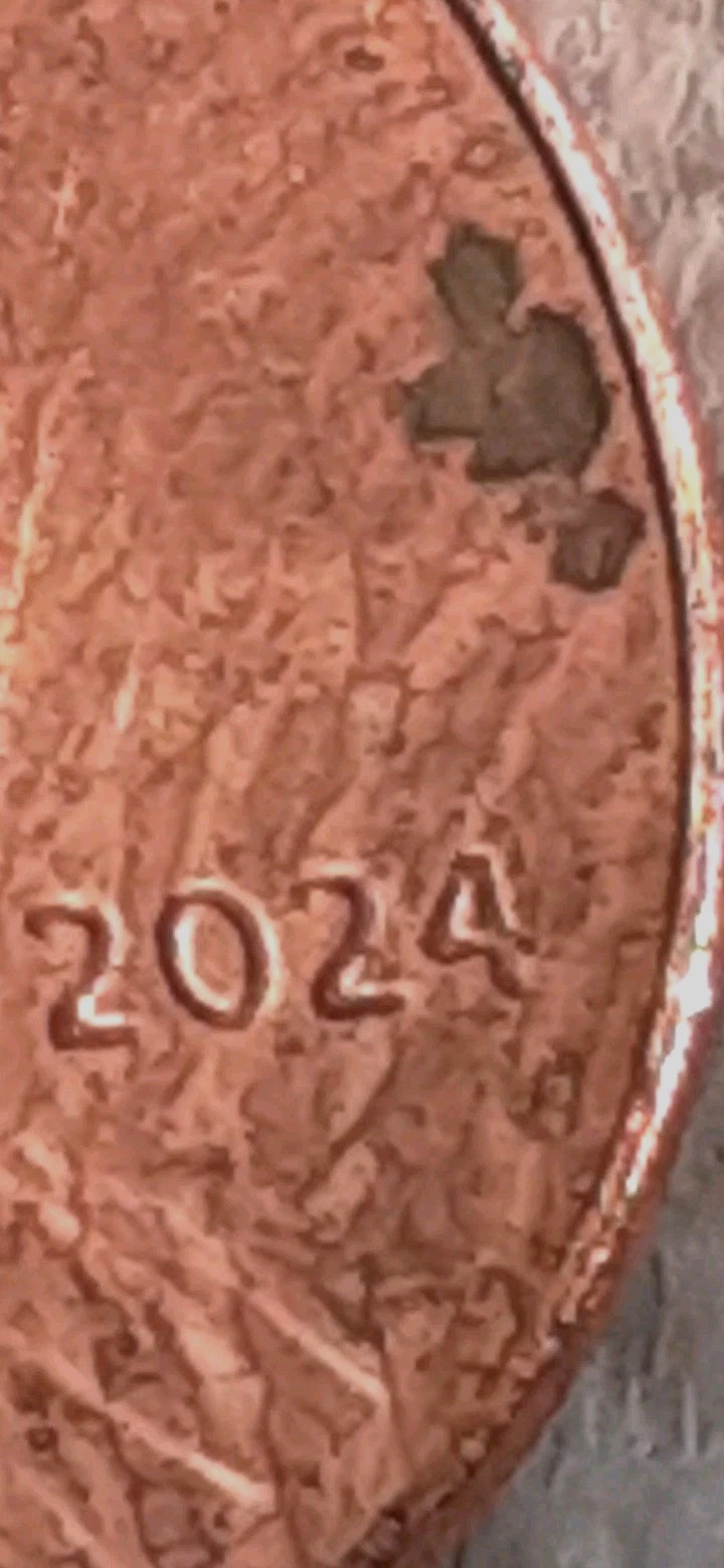 2024 Lincoln Shield Penny No Mint Mark Obverve Extreme Strike Through Coin