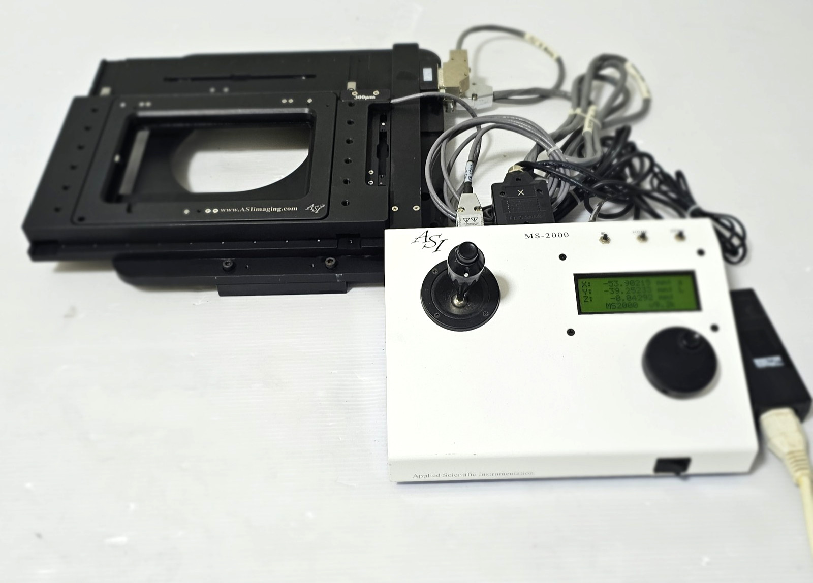 ASI MS-2000-500 XY Motorized Microscope Stage w/ Controller cables power supply