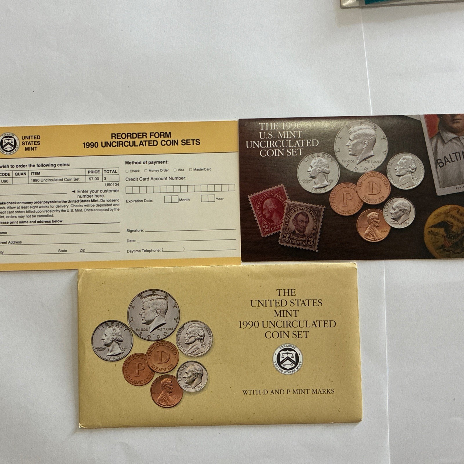 1990 US Mint Uncirculated Set ENVELOPE - REPLACEMENT ENVELOPE - NO COINS