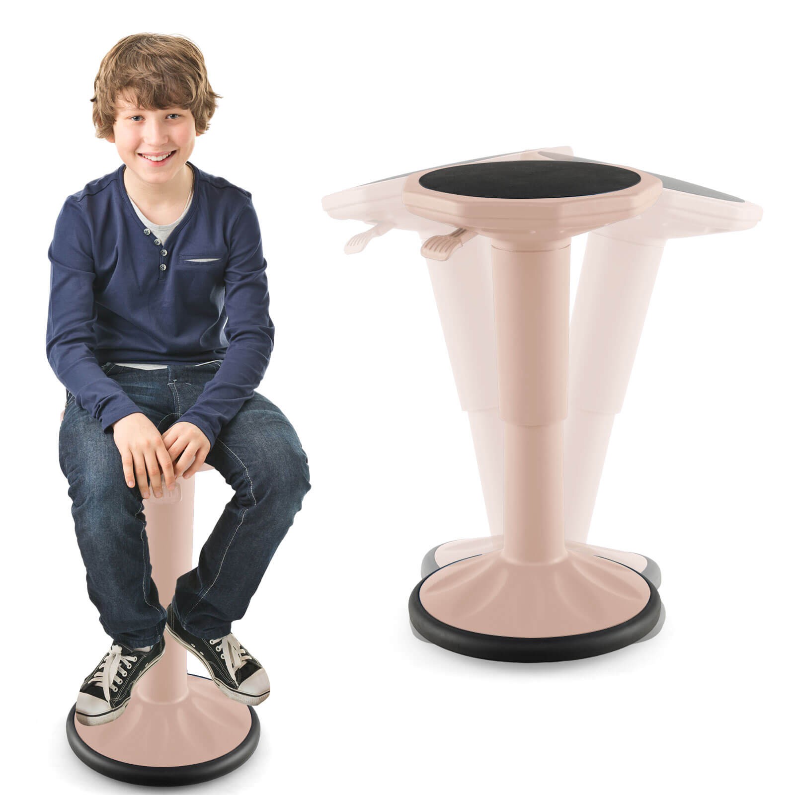 Kids Active Motion Stool Ergonomic Wobble Chair w/ Adjustable Height Pink