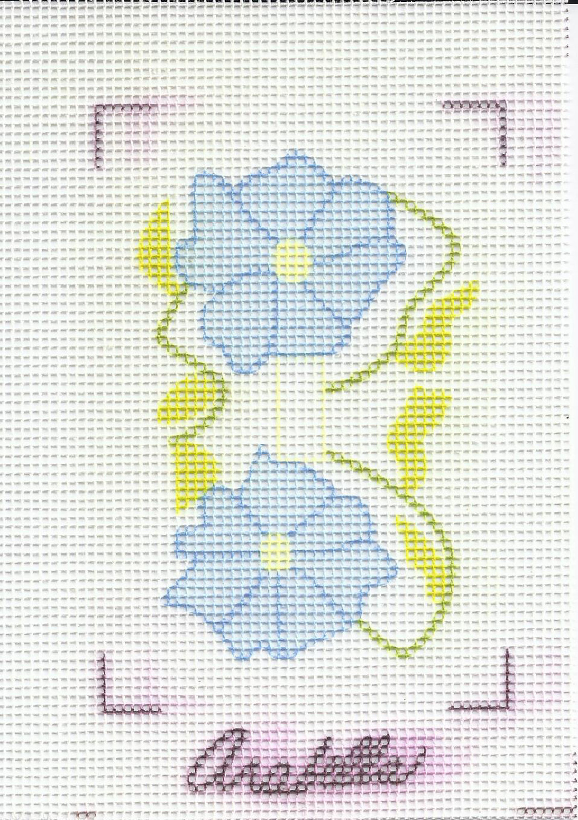 Arabella Needlepoint Printed Morning Glory Flower Design 14 Mesh White Canvas