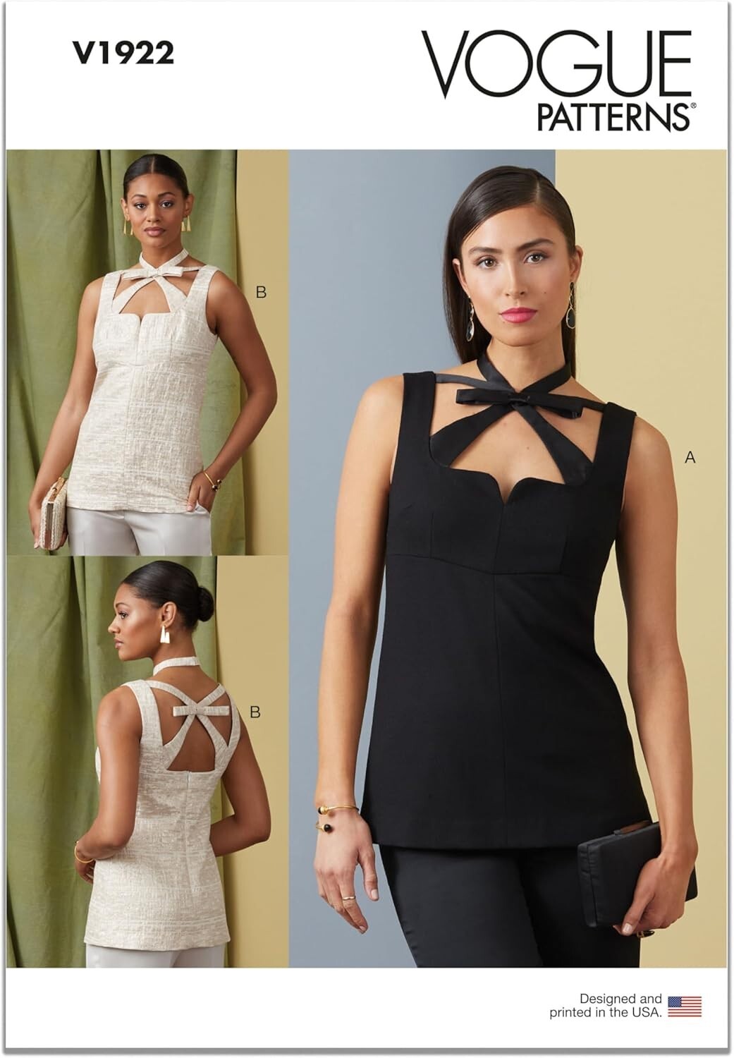 Vogue V1922 Sewing Pattern Misses' Sleeveless Top F5 (16-18-20-22-24) UNCUT